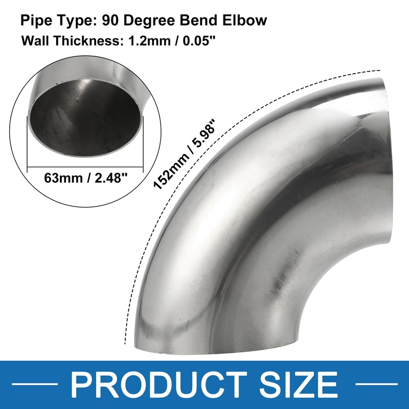 A ABSOPRO 2.5'' OD Car Exhaust Elbow Pipe 90 Degree
