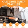 Yiyiring 2 Sets Cast Iron Fajita Skillet Pan Set Sizzling
