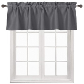 DWCN Grey Kitchen Blackout Rod Pocket Valance Curtain for Cafe Bathroom Blinds Room darking Thermal Instulated Window Treatment, 52 X 18 Inch,1 Panel