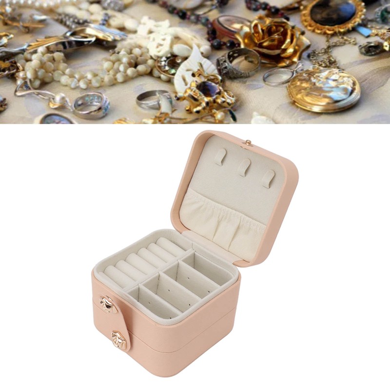Travel Jewelry Box Organizer Small Portable Storage Case 2 Layer