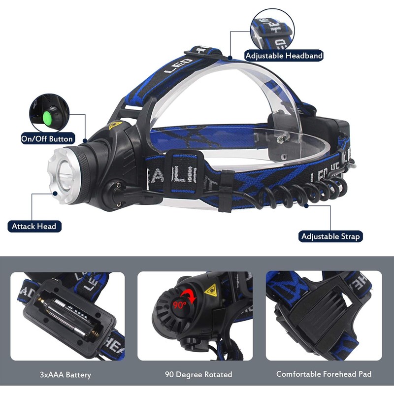 TotaLohan 4 in 1 Multicolor Headlamp 800 Lumen Zoomable One