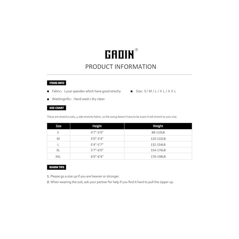 Gaoin - Disfraz de elastano abierto para hombre y mujer