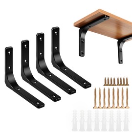 XSQD Pack of 4 Shelf Brackets, 90° Triangular Support Wall Boom, Shelf Brackets Heavy Duty, Anti-Corrosion Wall Mount Shelf, Layer Plate Brackets (with Installation Screws)