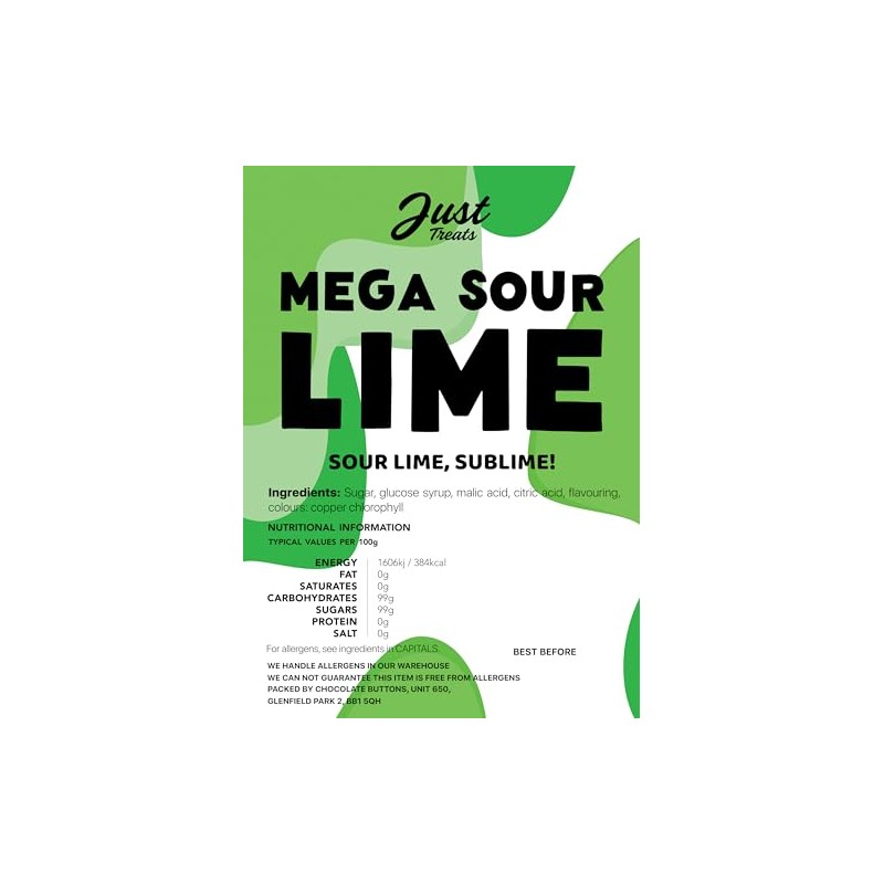 Just Treats Mega Sour Lime 500g Share Bag
