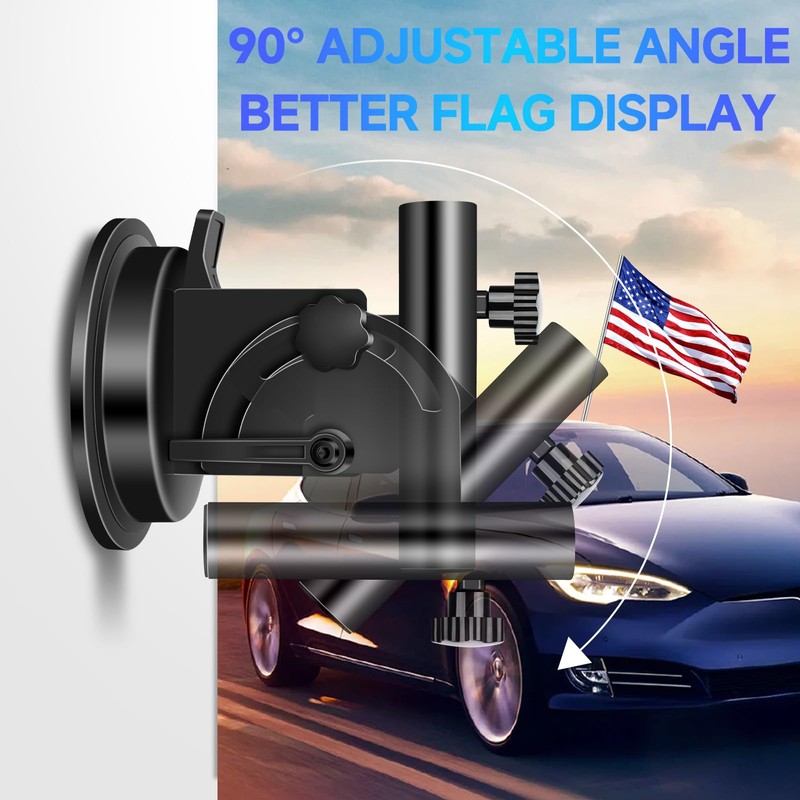 Car Flag Pole, Car Flag Holder with Adjustable Angle Suction