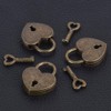 Antique Brass Heart Shape Padlock, Key Lock, Bronze, Padlock, Travel,
