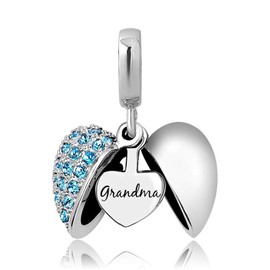 KunBead Jewelry Grandma Charms for Women Clearance Love Open Heart Family March Birthstone Bead Charm for Necklace