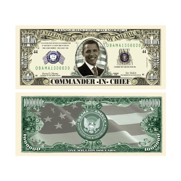 American Art Classics Pack of 10 - President Barack Obama Million Dollar Bill