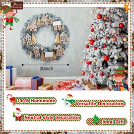 Daifunli Christmas Wreaths for Front Door Xmas Village Wreath Christmas Village Accessories Outside Christmas Wreaths for House Mini Craft Wreaths Winter for Windows, Walls, Xmas Decorations, 20 Inch