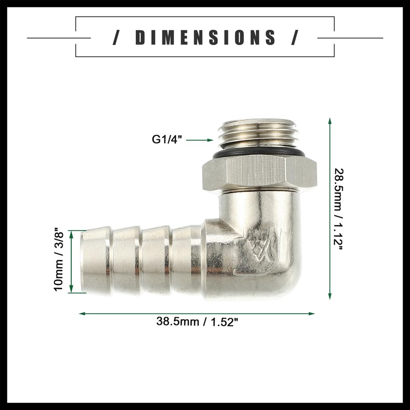 Hihaha Universal Car 90 Degree Brass Fitting Hose Adapter, Hose