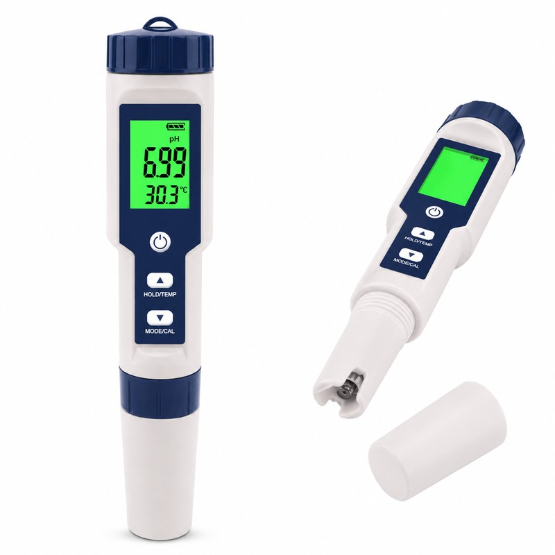 5-in-1 Digital Water Tester for Pools & Aquariums – pH,
