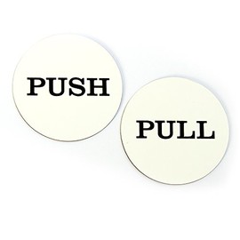 Push Pull Round Door Sign (White)
