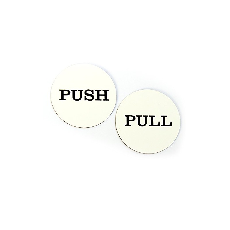 Push Pull Round Door Sign (White)
