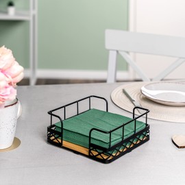 bremermann Napkin Holder for 33 x 33 Napkins, Made of Bamboo with High Metal Rim, Napkin Dispenser, Approx. 19 x 8 x 19 cm