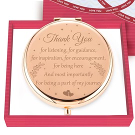 Gossby Thank You Gift for Women - Thank You for Listening Compact Mirror - Christmas, Appreciation Gift for Teacher, Mom, Sister, Friend, Coworker - Double-Sided Magnifying 1X/2X Pocket Mirror