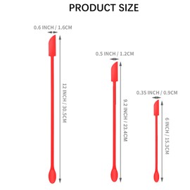 Silicone Spatula Mini Makeup Set - 3 Pcs Small Beauty Spatulas For Cosmetics Bottles & Thin Lotion Jar Tiny Spatula Food Scraper (Red)