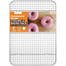 PriorityChef 18/8 Stainless Steel Cooling Rack, Heavy Duty Baking Rack For Oven Cooking, Fits Half Sheet Pan, Wire Rack For Cooking, Bacon, Cookie Cooling Rack, 11.5" x 16.5"