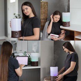 BlueHills Premium 2000 ML XL Essential Oil Diffuser Aromatherapy Humidifier for Large Room Home 40 Hour Run Huge Coverage Area 2 Liter Extra Large Capacity Diffuser High Mist Dark Wood Grain E003