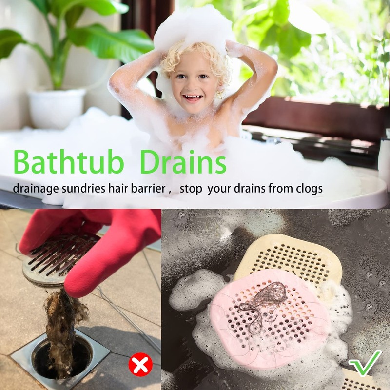 2 Pack Drain Hair Catcher Silicone Drain Protector Hair Stopper