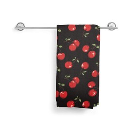 Dujiea Black Sweet Cherry Kitchen Dish Towel Soft Highly Absorbent Hand Towel Home Decorative Multipurpose for Bathroom Hotel Gym and Spa 15 X 27 Inches