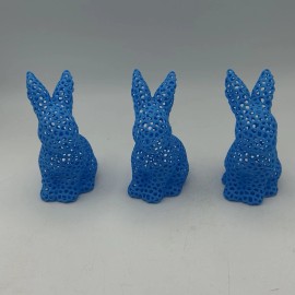 Eclectic Easter Bunnies Rabbits Colorful Unique Spring Decor 3D Printed Set Of 3 Blue