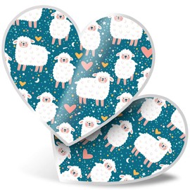 2 x Heart Stickers 7.5 cm - Cute Sheep Heart Lamb Kids Fun Fun Decals for Laptops,Tablets,Luggage,Scrap Booking,Fridges, 14792
