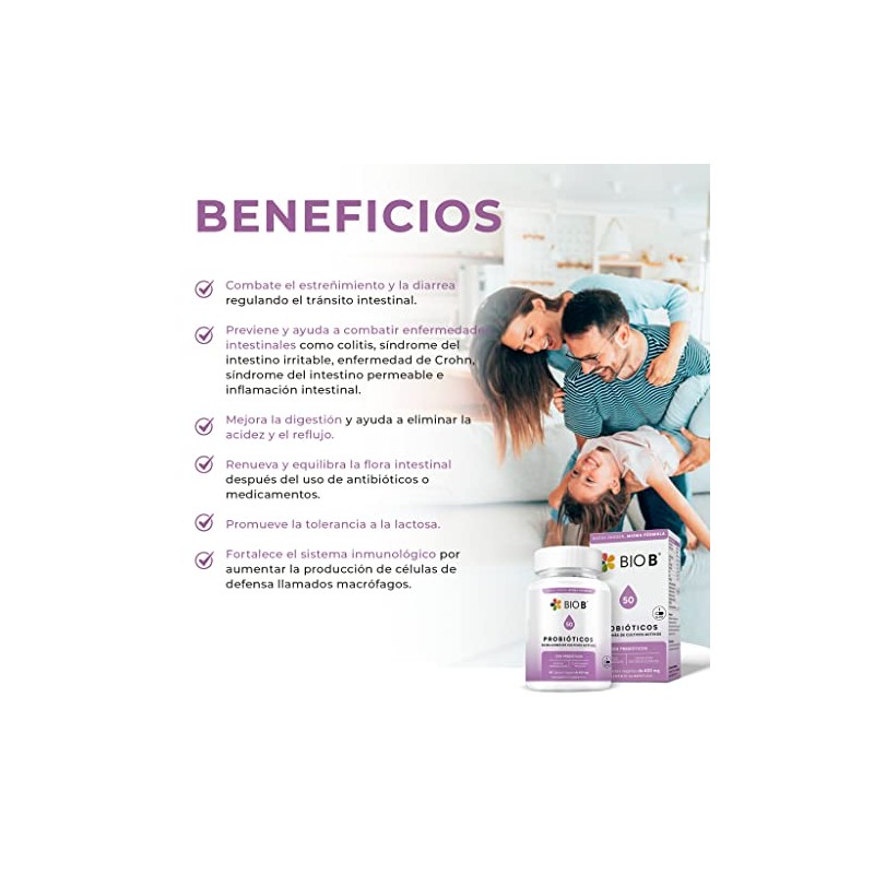 BIO B | Probióticos 50 billones + prebióticos | 30