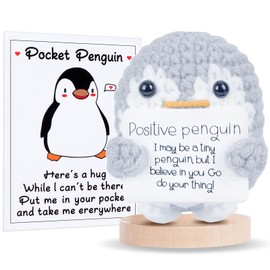 Aruigu Pocket Hug Positive Penguin, Creative Knitting Wool Potato Doll, Courage Gift, Get Well Soon Gift, First Day of School Gift, Lucky Charm Gift (Grey)