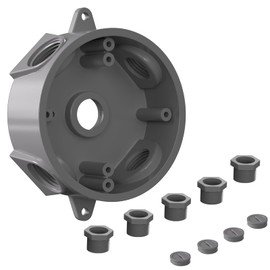 Weatherproof Round Electrical Outlet Box, Sealproof 5 Hole-1/2 or 3/4 inElectrical Outlet Box for Engineered Solutions, UL Listed, Gray