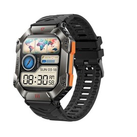 Smart Watches For Men Bluetooth Call Dials Custom Heart Rate Blood Pressure Monitor Voice Assistant Compass Waterproof Stainless Steel band - Color: Orange