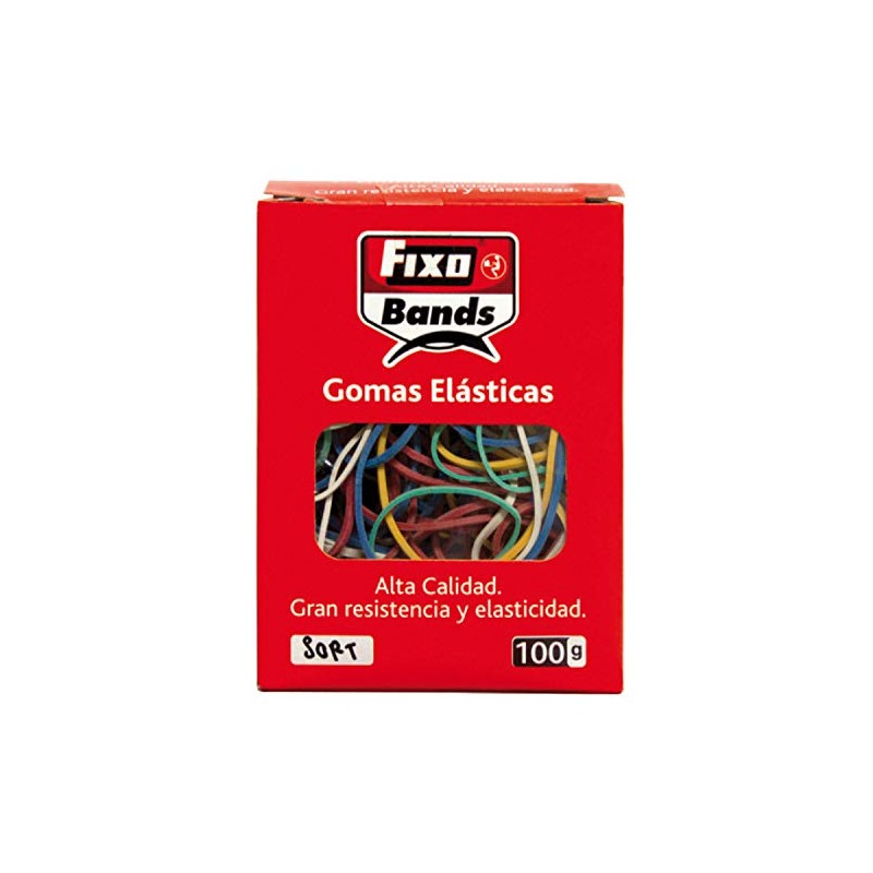 Fixo Box of 100g Elastic Bands Assorted Colours and Sizes