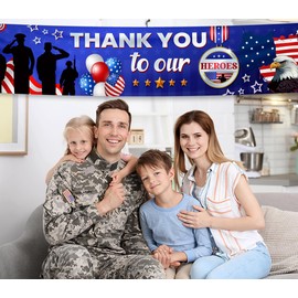 Veterans Day Banner-Thank You to Our Heroes Decorations Veterans Day Patriotic Theme Yard Sign Party Supplies Outdoor Military American Flag Banner