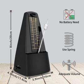 Defabee Mechanical Metronome with Loud Sound and Accurate Rhythm for Beginners and Professionals, Ideal for Piano Guitar Drum Violin and Other Instruments (Black)