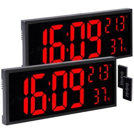 Lunartec Digital Wall Clocks: Set of 2 LED Wall & Table Clocks, Jumbo Time, FB, Hygro/Thermometer (Hygrometer Digital, LED Clock)