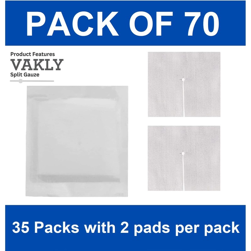 Vakly Split Drain Sponge Gauze 2x2 Sterile 6 Ply Pads