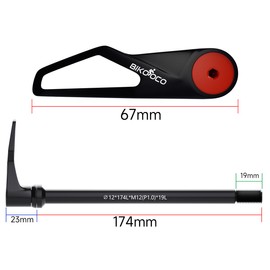 BIKOOCO Bike Axle Hub Adapter, Bike Hub Thru Axle Adapter for 1.0mm Bike Hub Quick Release Thru-Axle for Booster Forks W/Handle - 12mm X 174mm