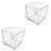 Decorative Glass Flower Vase, 4x4x4 inches, Square, Clear Centerpiece 2