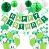 Green Party Decorations Bunting Set, Happy Birthday Banner with Hanging
