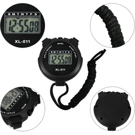 Sports Stopwatch Timer, Multi-Function Digital Stopwatch Large Display with Countdown Timer Calendar Clock Alarm,Handheld Stopwatch for Swimming Running Sports Training Coaches(Black)