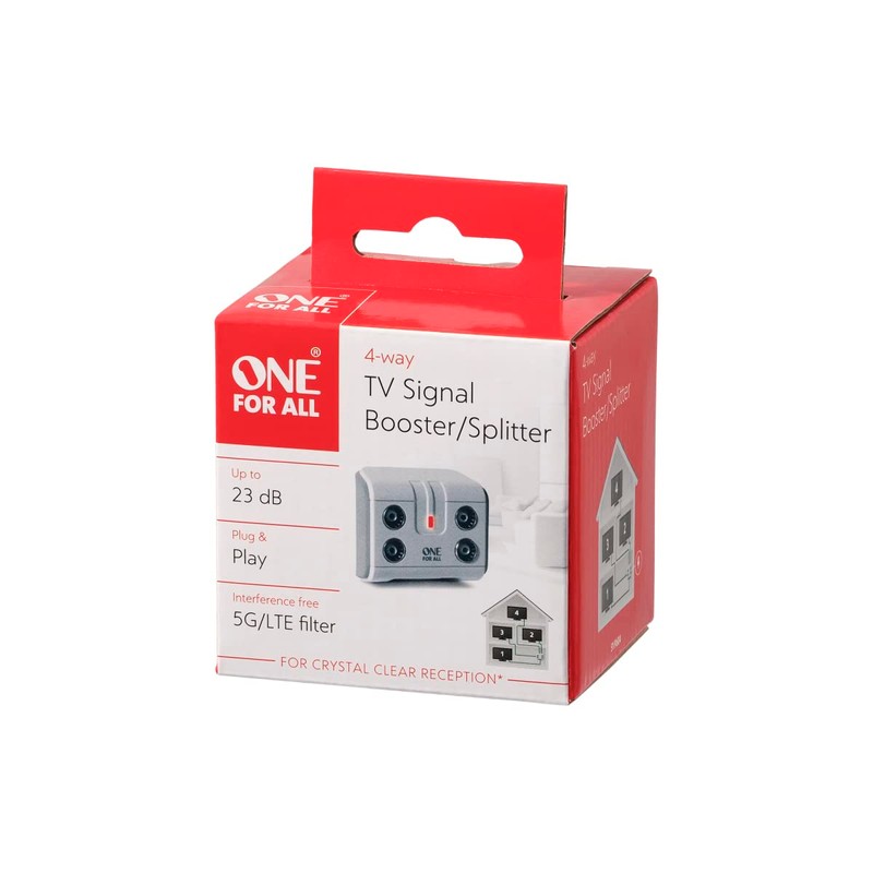 One For All Signal Booster/Splitter for TV - 4 Outputs