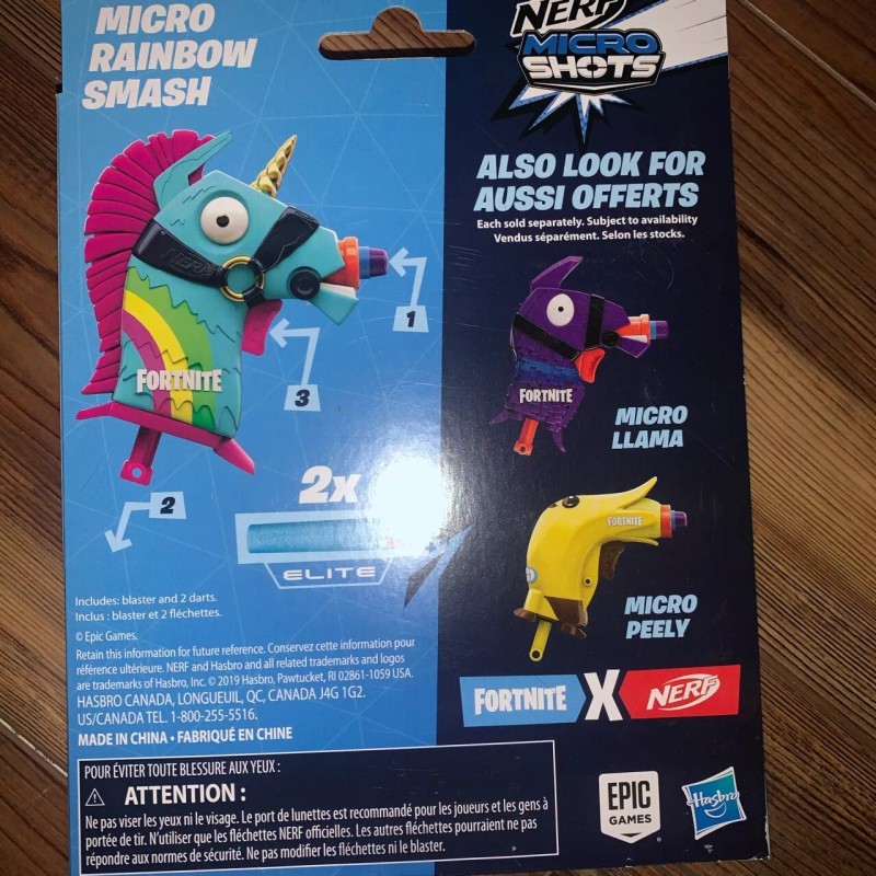 NERF Fortnite Epic Games Micro Rainbow Smash Dart Gun with