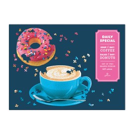 Galison Daily Special 2-in-1 Shaped Puzzle Set, 625 Pieces Total – Two Uniquely Shaped Puzzles Featuring a Donut and a Cup of Coffee - Thick, Sturdy Pieces – Challenging and Fun, Multicolor