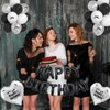 Black Coquette Birthday Decorations-Black Happy Birthday Balloons, Heart Balloons With