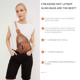 7L Sling Bag For Women Men Backpack Fanny Pack Crossbody Chest Travel Shoulder Belt Bags Purse Handbag PU Leather