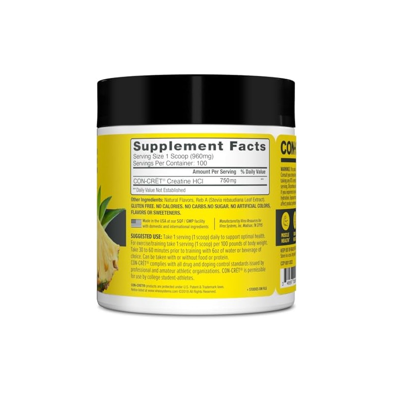 CON-CRET Concentrated Creatine Creatina HCI Pura en polvo formula patentada