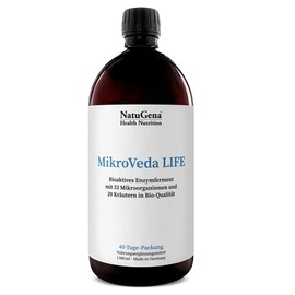 NatuGena NatuGena MikroVeda LIFE Bioaktives Enzymferment mit 33 Mikroorganismen und 20 Kr?utern in Bio-Qualit?t, 1000 ml (40 Tage Packung)