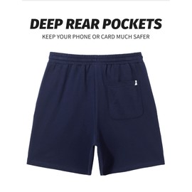 Pioneer Camp - Pantalones cortos de algodón para hombre, 5 pulgadas de entrepierna, atlético, gimnasio, entrenamiento, casual, pantalones cortos de algodón para correr, pijama, descanso, Azul marino,
