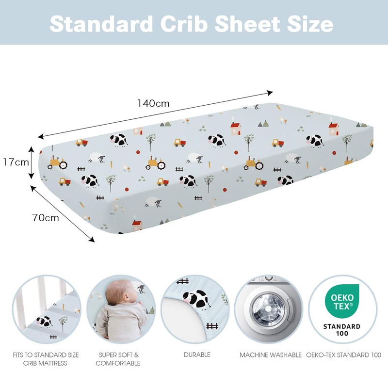 Little Grape Land Cot Bed Fitted Sheets 140 x 70