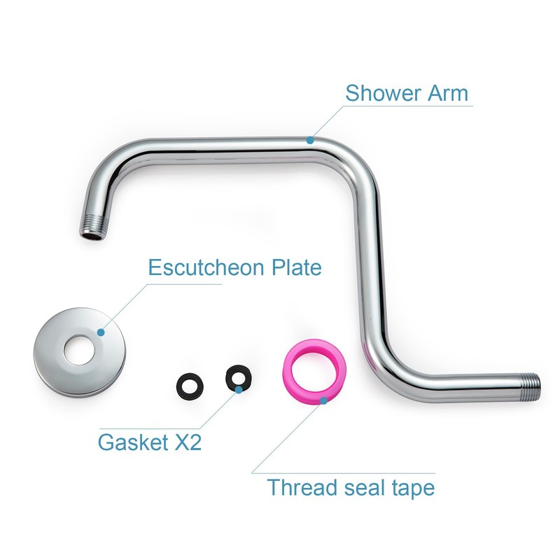 OFFO Shower Head Extension Arm 13 Inch, S Shaped High