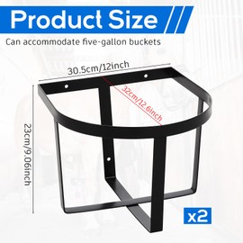Teenyyou 2 Pcs Heavy Duty Metal Bucket Holder Securely Bucket Hangers for 5 Gallon Horse Water and Feed Buckets Pre Installed Water Bucket and Pail Holder for Horses, Wall Mount